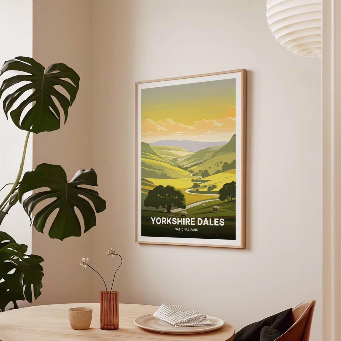 Yorkshire Dales National Park Travel Poster Sheep Hills Sunset Art - Image 2