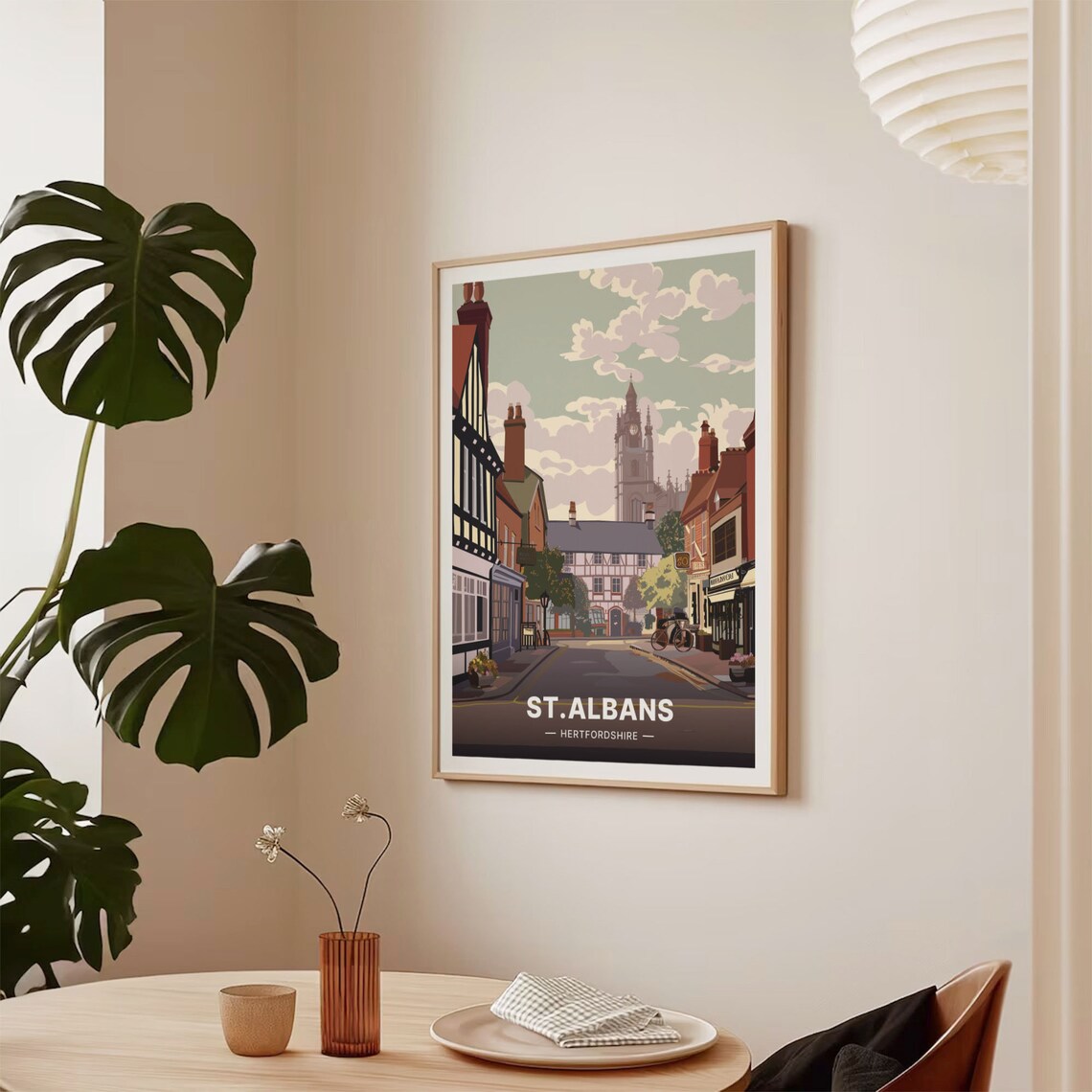 St Albans Hertfordshire Historic Street Tudor Clock Tower Poster - Image 2