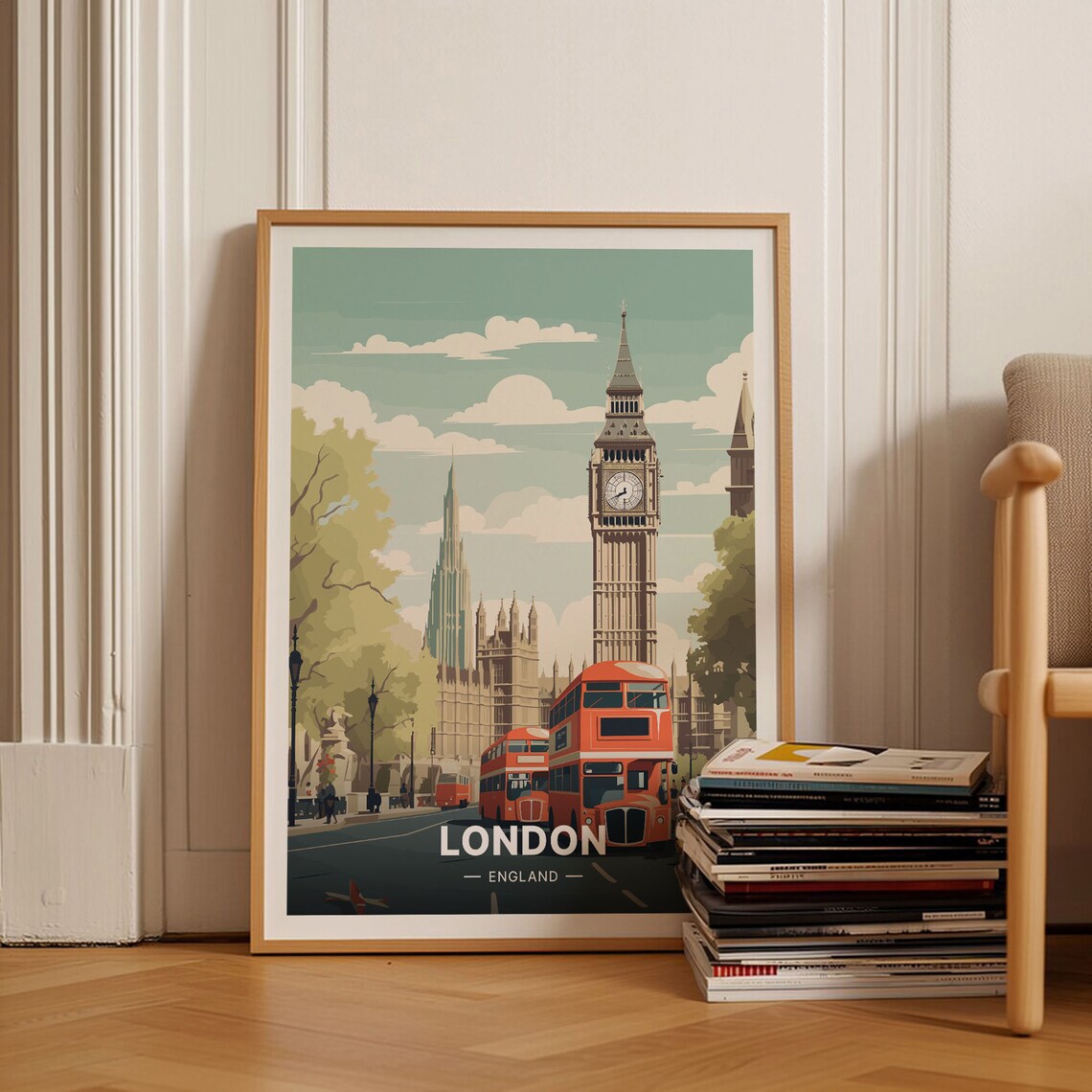 London Travel Poster, Big Ben Clock Art Print