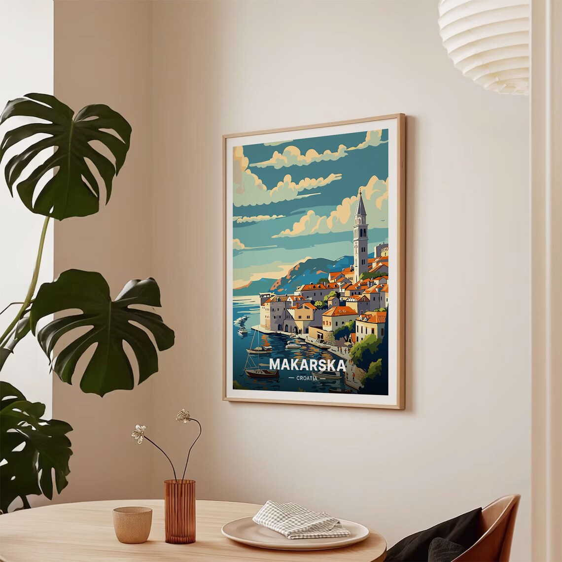 Makarska Croatia Harbor Bell Tower Dalmatian Coast Travel Poster - Image 2