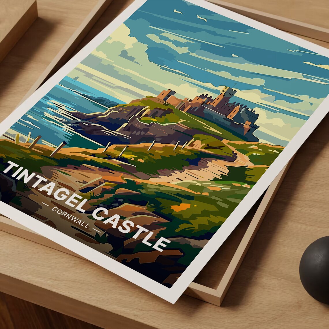 Tintagel Castle Cornwall England Vintage Travel Poster Coastal Art - Image 3