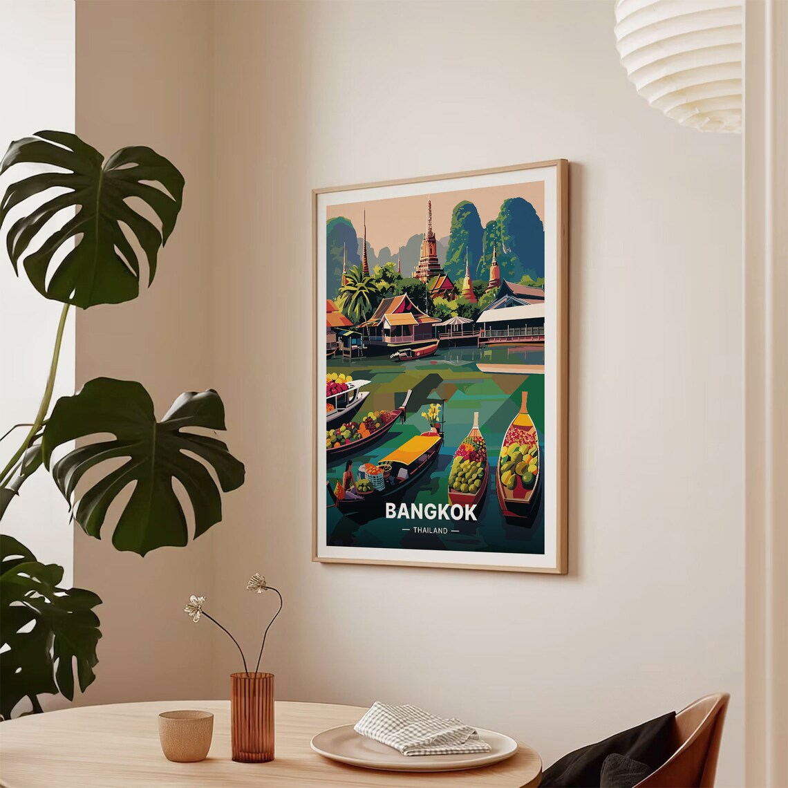 Bangkok Skyline and Floating Market Travel Poster - Image 2