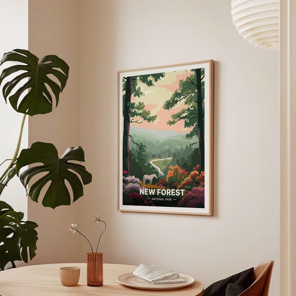 New Forest National Park Pony Woodland Vintage Travel Poster - Image 2