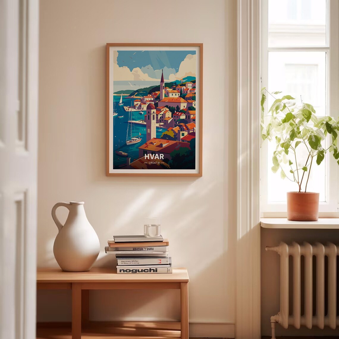 Hvar Croatia Old Town Harbour Sailing Boats Evening Travel Poster - Image 4