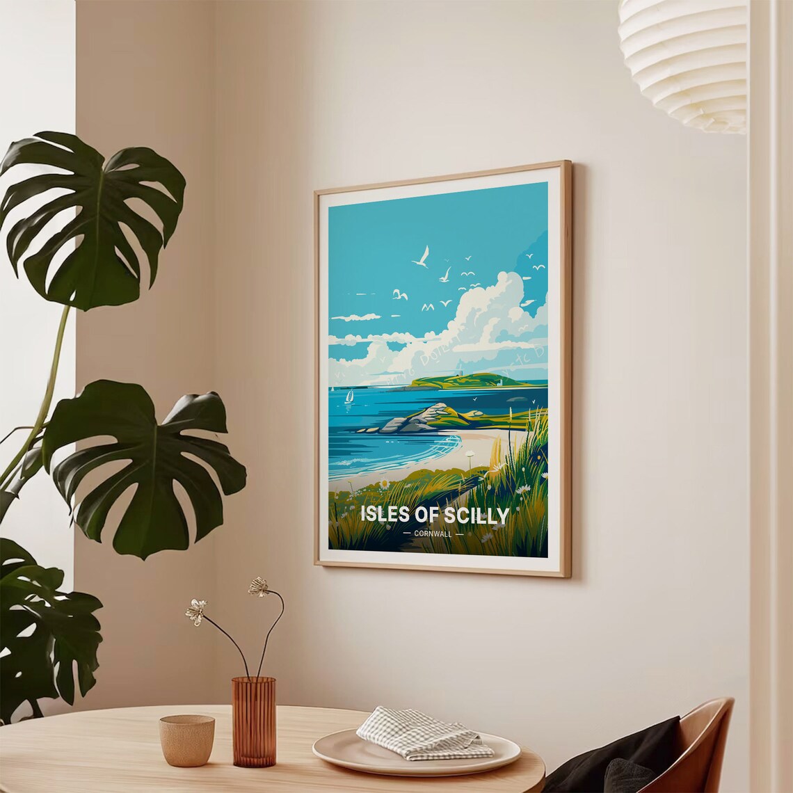 Isles of Scilly Cornwall Beach Islands Seabirds Scenic Travel Poster - Image 2