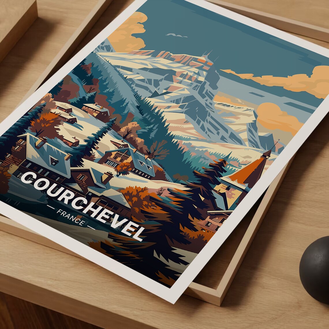 Courchevel France Alpine Ski Village Snowy Peaks Resort Poster - Image 3