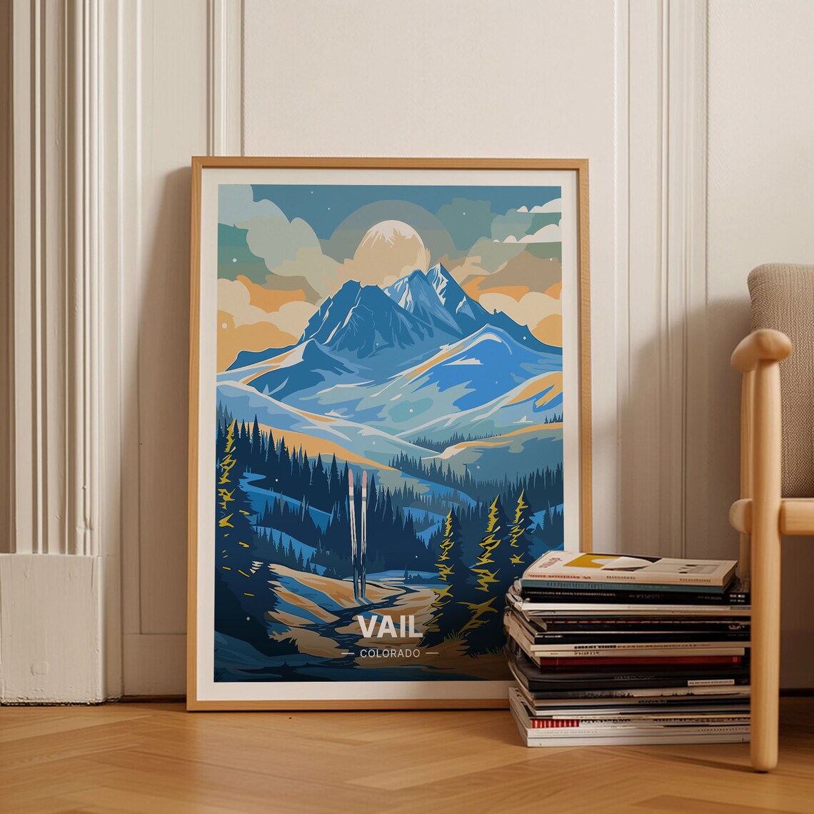 Vail Colorado Snowy Alpine Peaks Ski Resort Retreat Travel Poster
