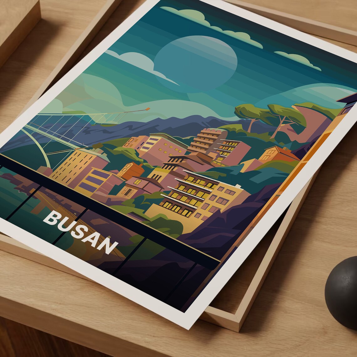 Busan South Korea Travel Poster, Cityscape Wall Art - Image 3