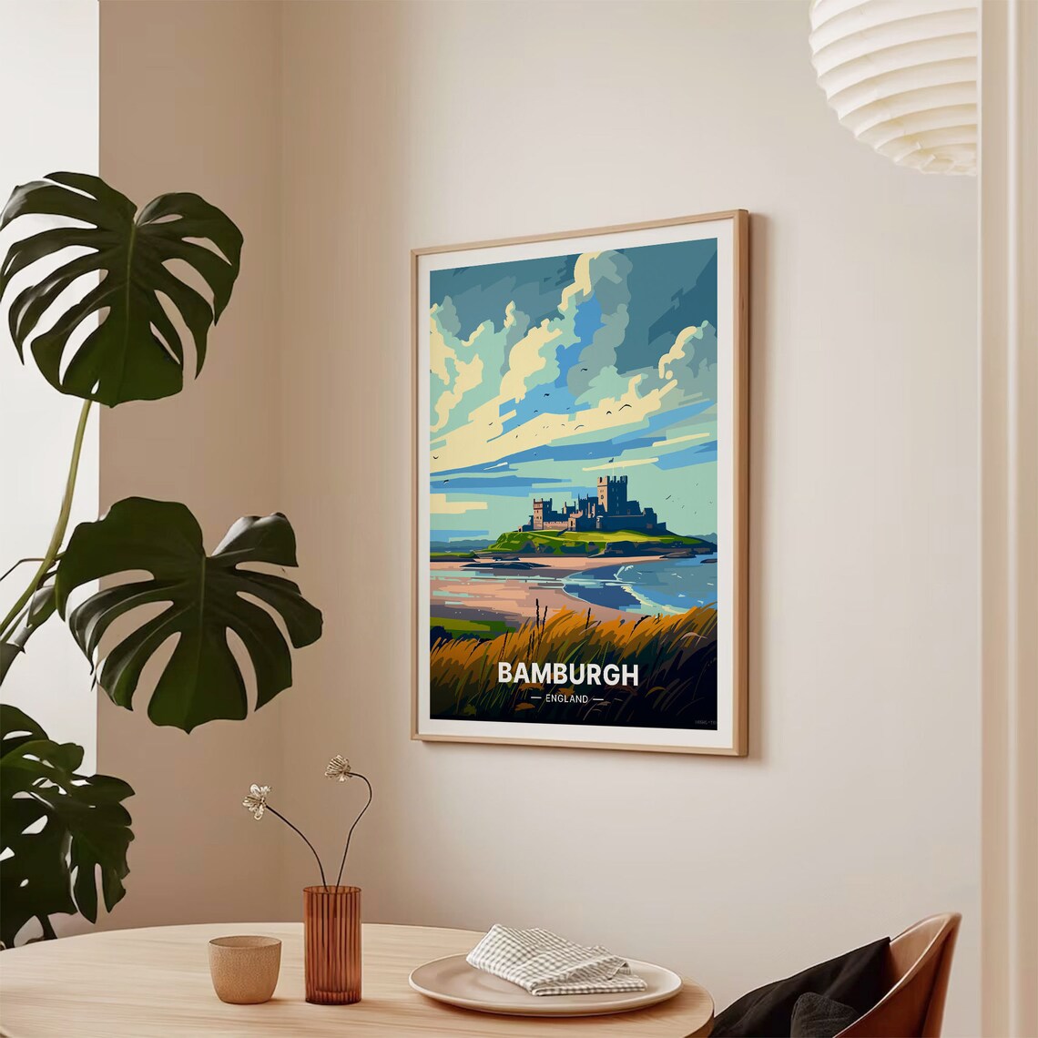 Bamburgh Castle England Travel Poster, Home Decor - Image 2