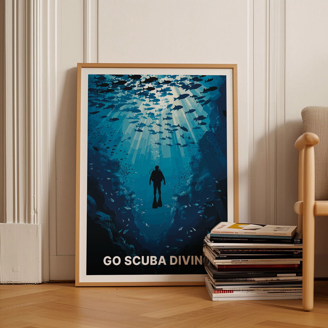 Scuba Diving Adventure Travel Poster, Ocean Exploration