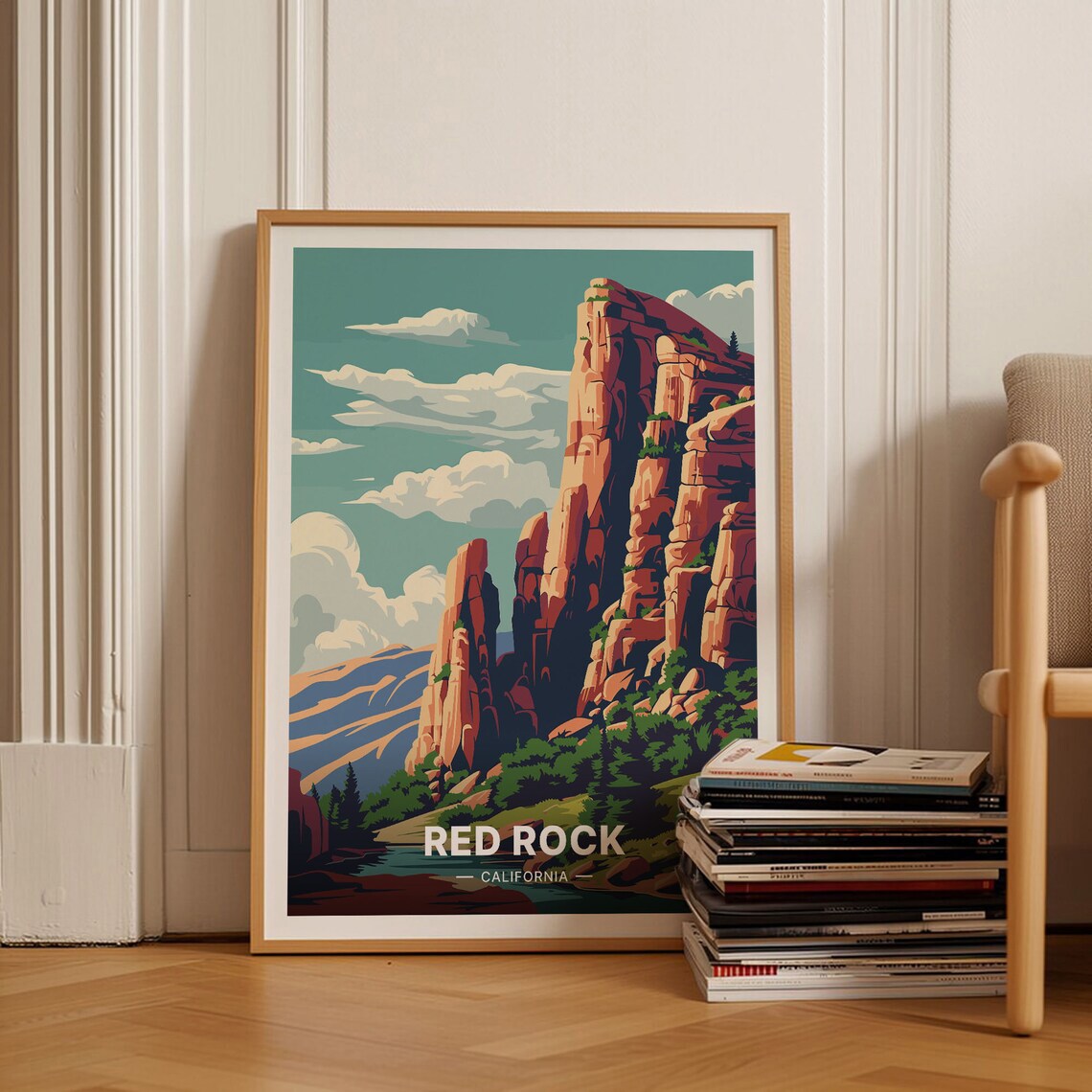 California Red Rock State Park Travel Poster, Canyon