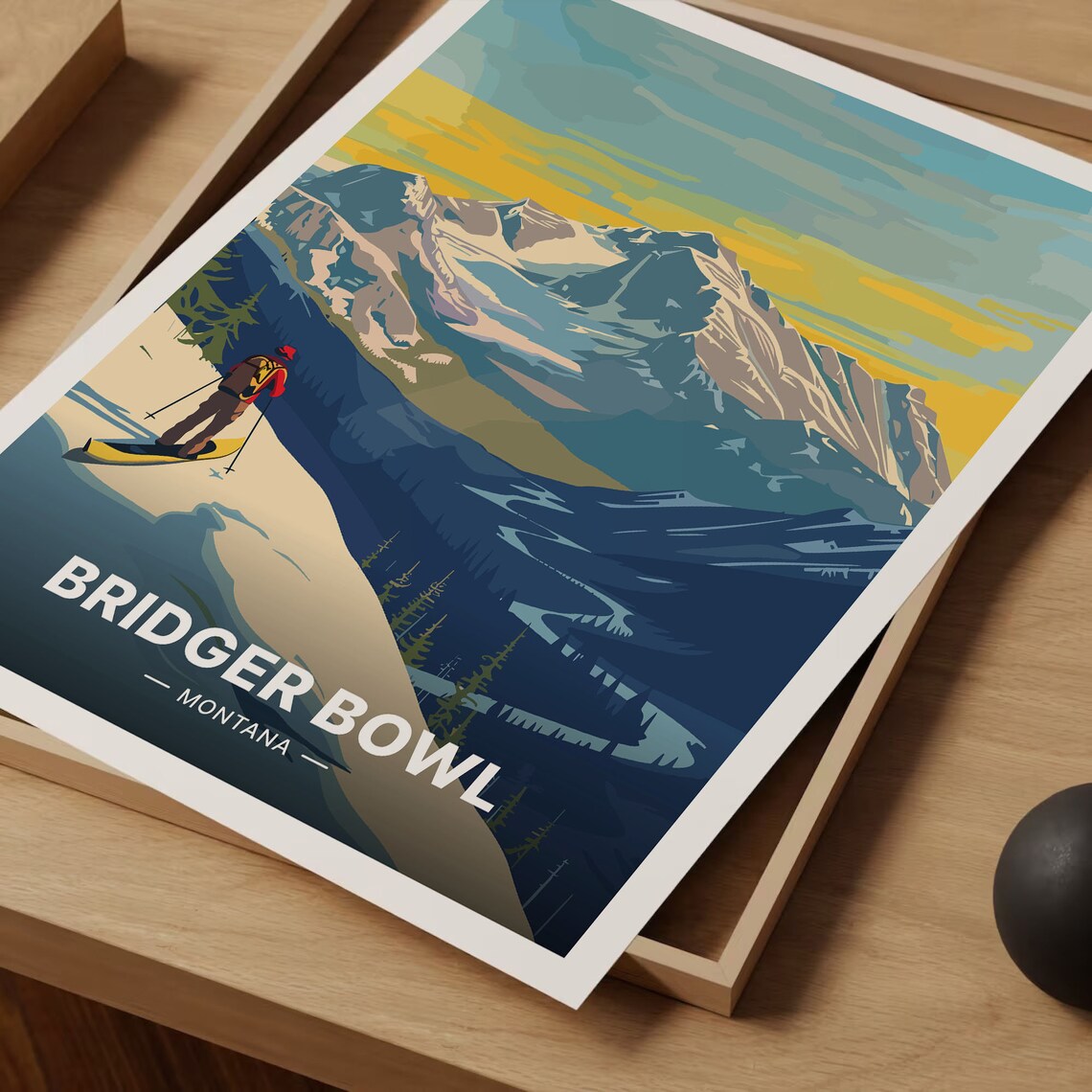 Bridger Bowl Montana Ski Travel Poster, Retro Decor - Image 3