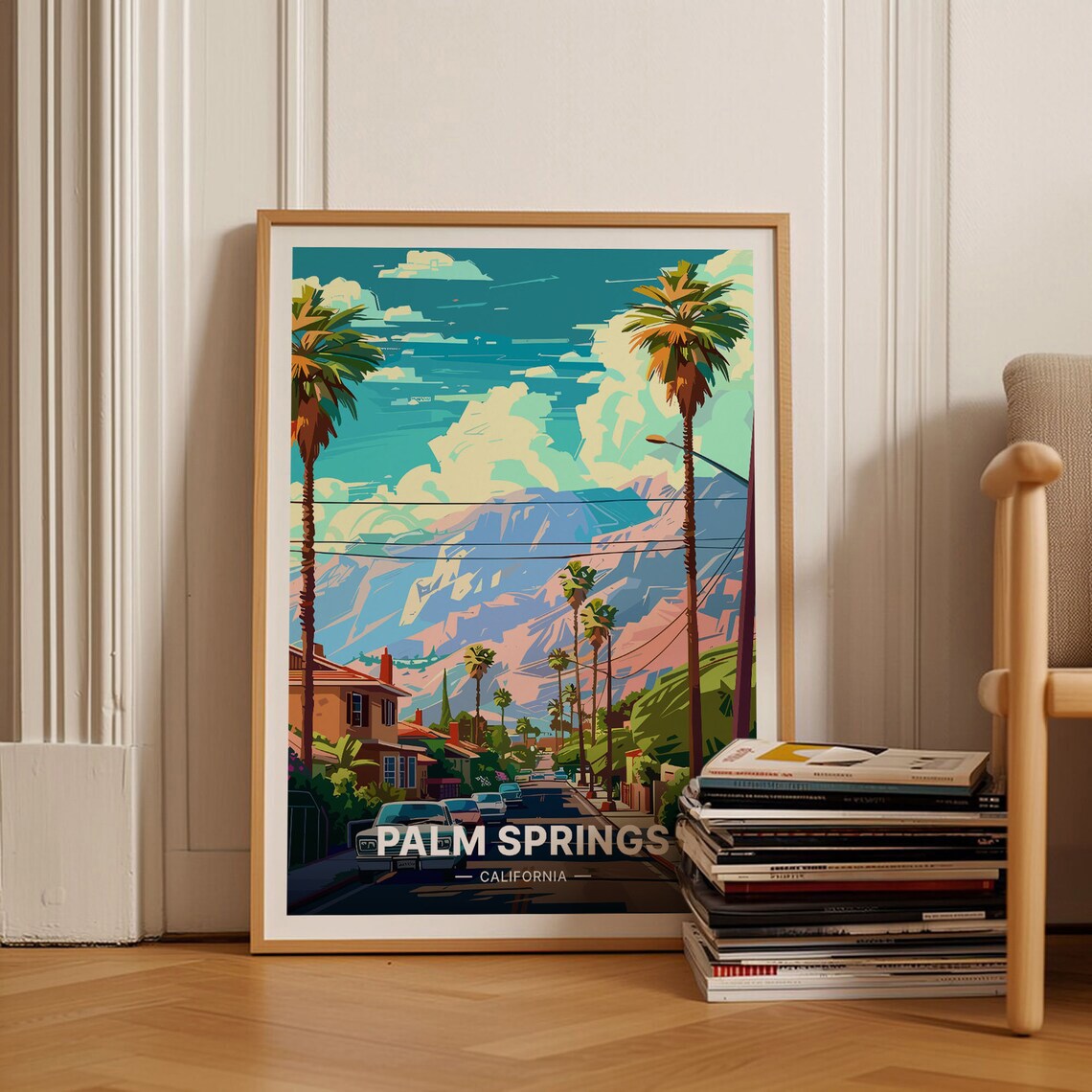 Palm Springs Retro Travel Poster, California Landscape