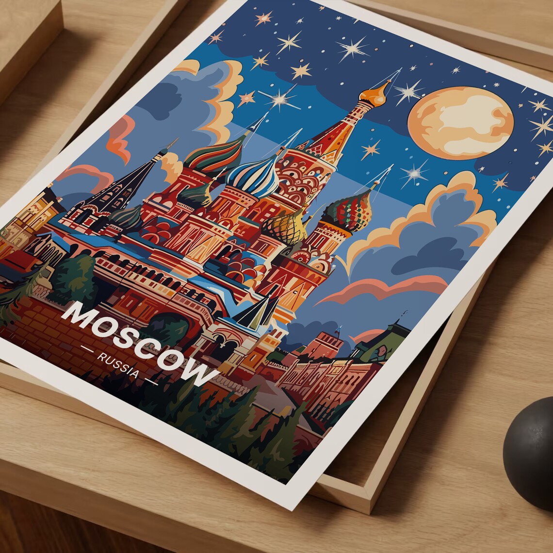 Moscow Landmarks Travel Poster, Russia Cityscape - Image 3