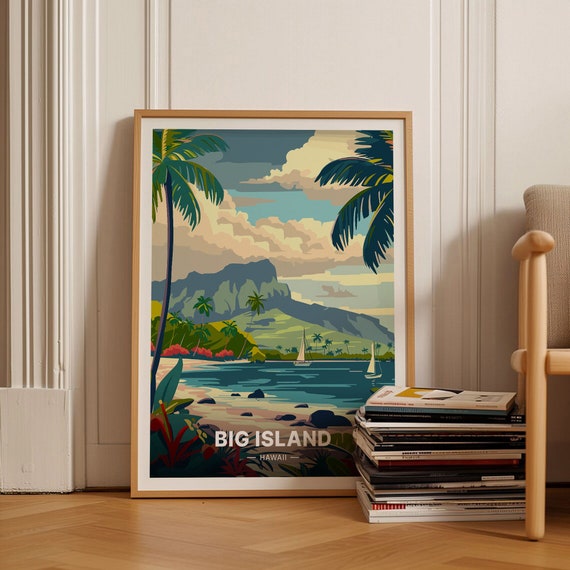 Hawaii Big Island Travel Poster, Home Office Art Print