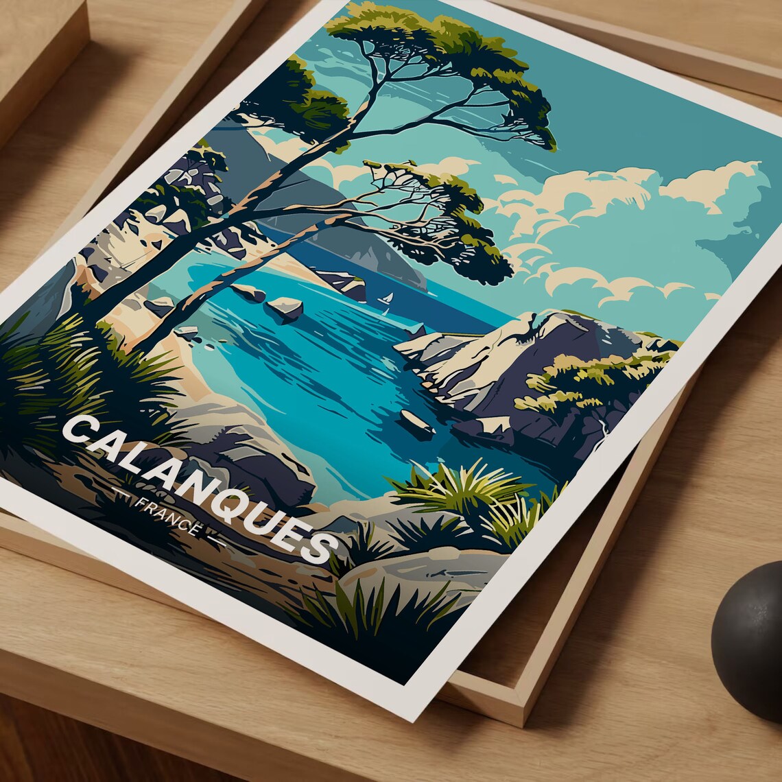 Calanques France Turquoise Cove Pine Cliffs Coast Travel Poster - Image 3
