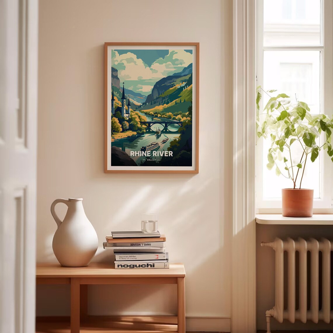 Rhine River Valley Travel Poster, Germany Scenic Landscape - Image 4