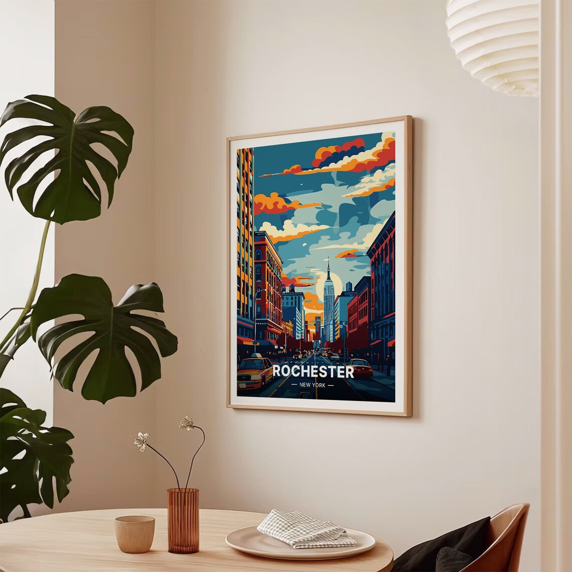 Rochester Skyline Travel Poster, New York Cityscape - Image 2