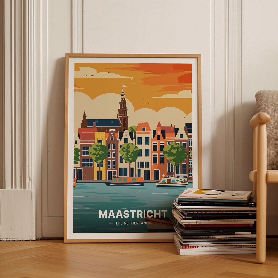 Maastricht Netherlands Travel Poster, European Cityscape