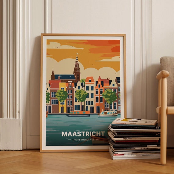 Maastricht Netherlands Travel Poster, European Cityscape