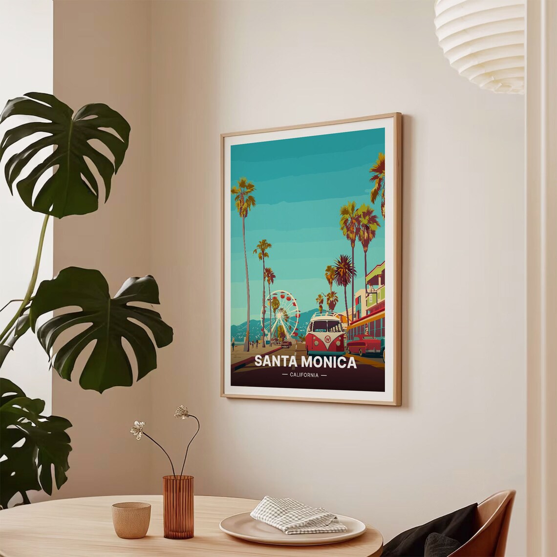 Santa Monica City Skyline Travel Poster California Usa Wall Art Ideal For Home Decor And Birthday Gifts C20 844 - Image 2