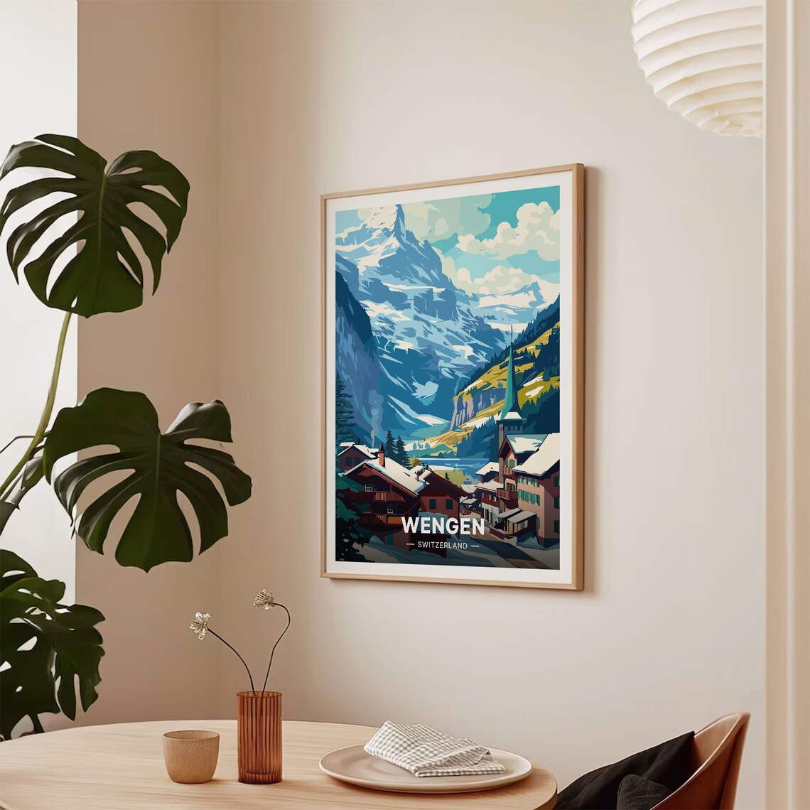 Swiss Alps Wengen Travel Poster, Mountain Scenery - Image 2