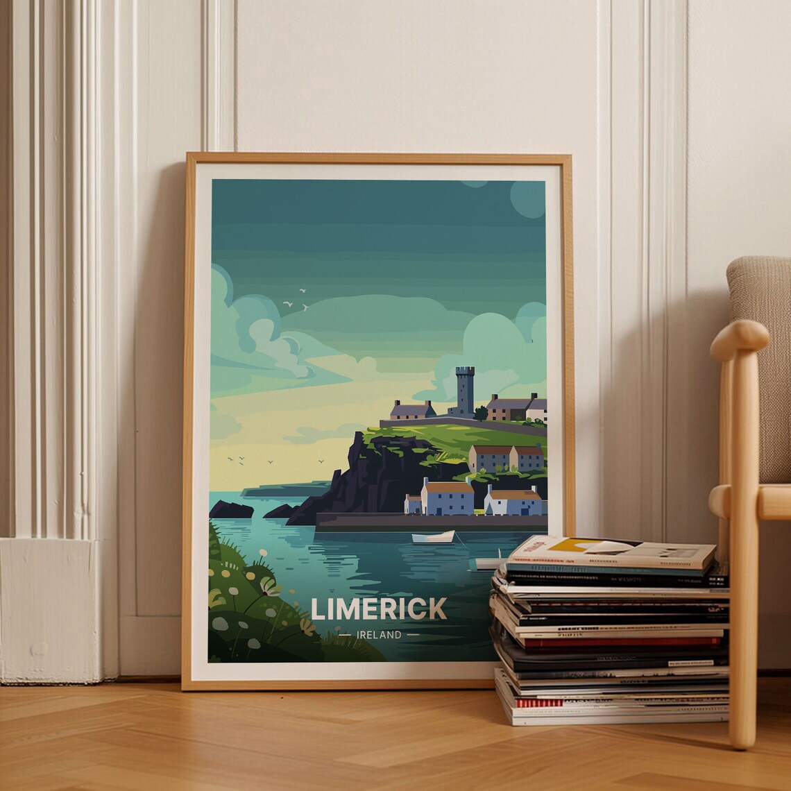 Limerick City Map Travel Poster, Vintage Style