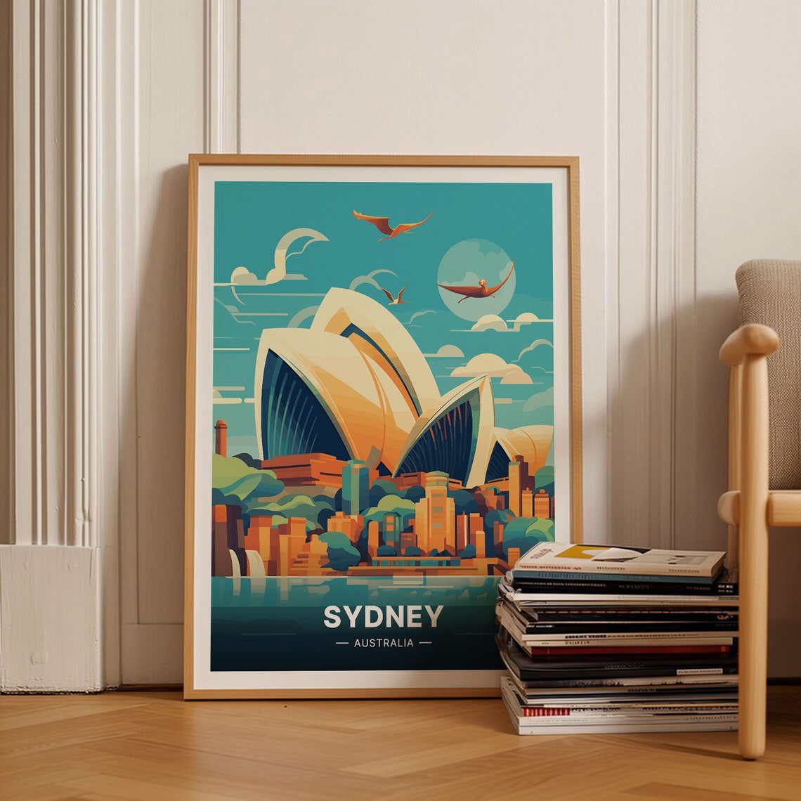 Sydney Australia Opera House Sparkling Bright Harbor Travel Poster
