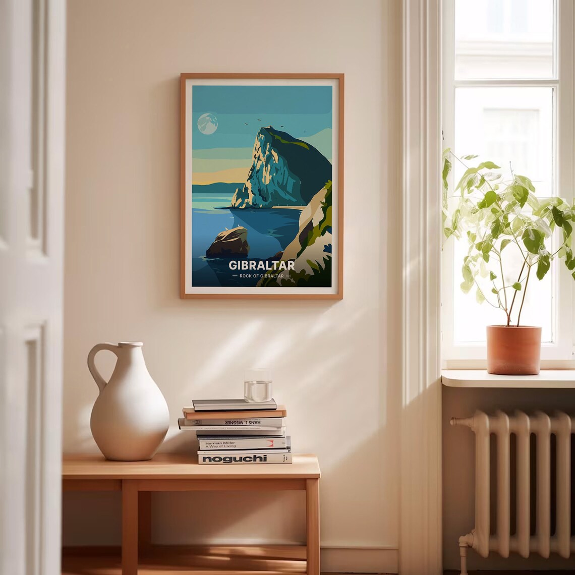 Gibraltar Rock Of Gibraltar Moonlit Strait Vintage Travel Poster - Image 4