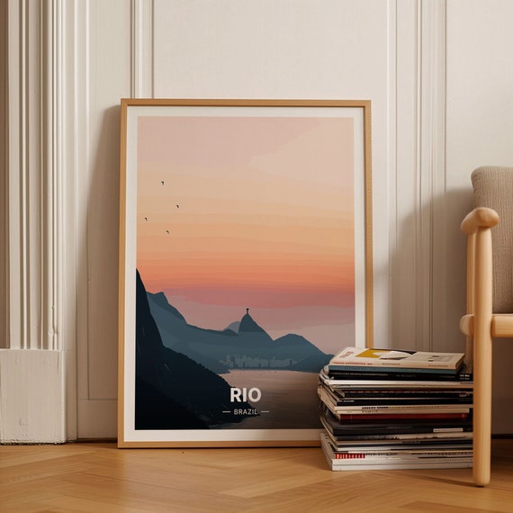 Rio De Janeiro Travel Poster Brazil Landmark Art Home Decor Wall Art Gift For Travelers Brazilian Adventure Theme C20 967
