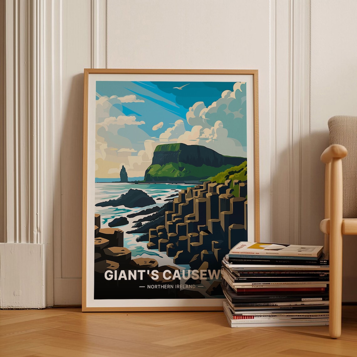 Giants Causeway Northern Ireland Poster Basalt Columns Sea Cliffs Art