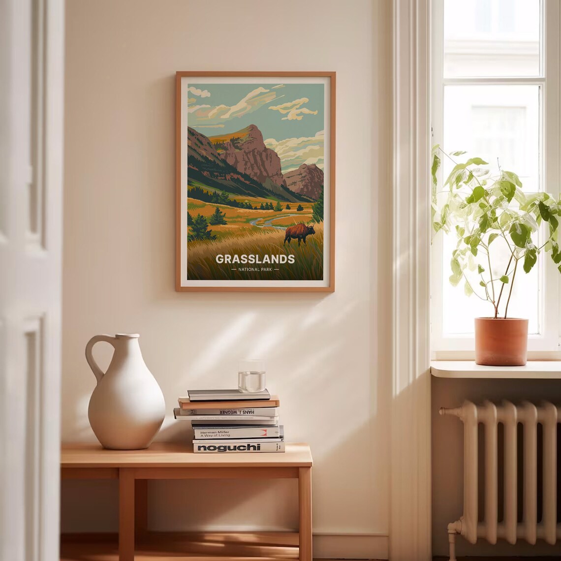 Grasslands National Park Bison Prairie Vintage Wildlife Poster - Image 4