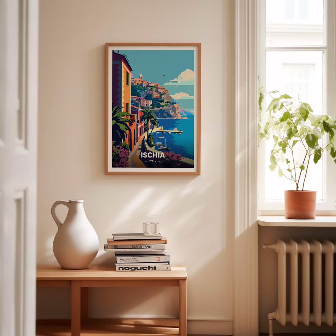 Ischia Italy Coastal Cliff Town Sea Harbor Vintage Travel Poster - Image 4