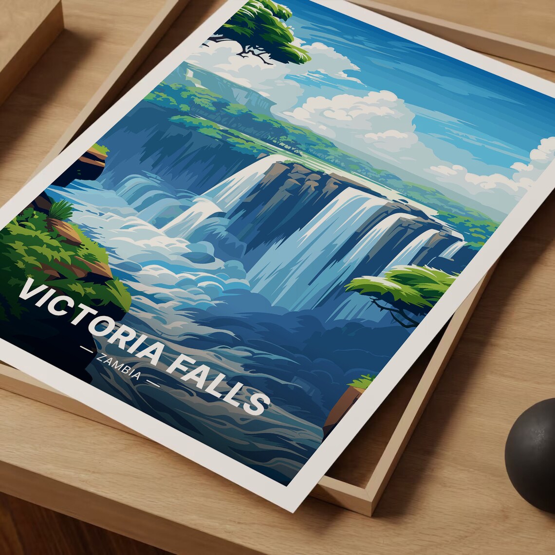 Victoria Falls Zambia Waterfall Vintage Travel Poster Nature Art - Image 3