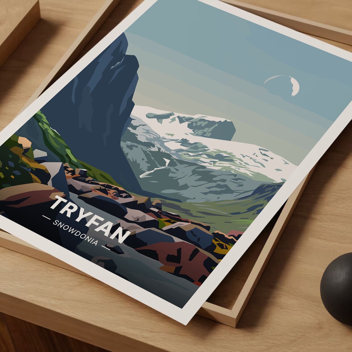 Tryfan Snowdonia Wales Snow Capped Peak Vintage Travel Poster - Image 3