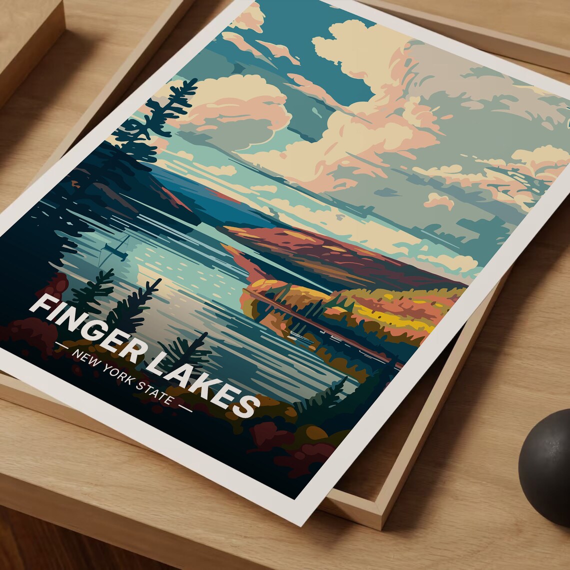 Finger Lakes New York Travel Poster, Scenic View - Image 3