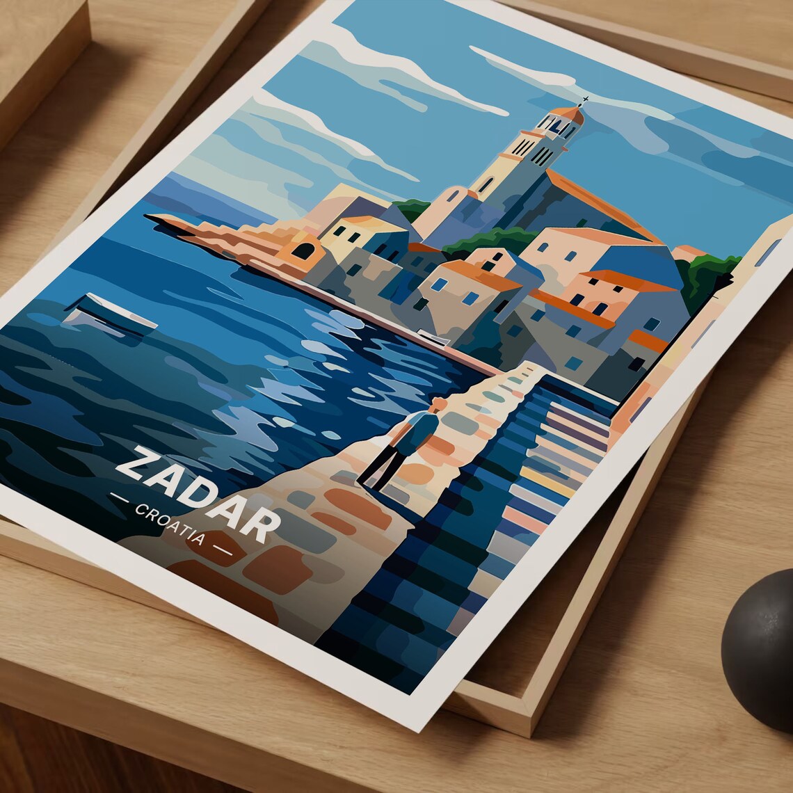 Zadar Croatia Old Town Harbor Promenade Blue Sea Travel Poster - Image 3