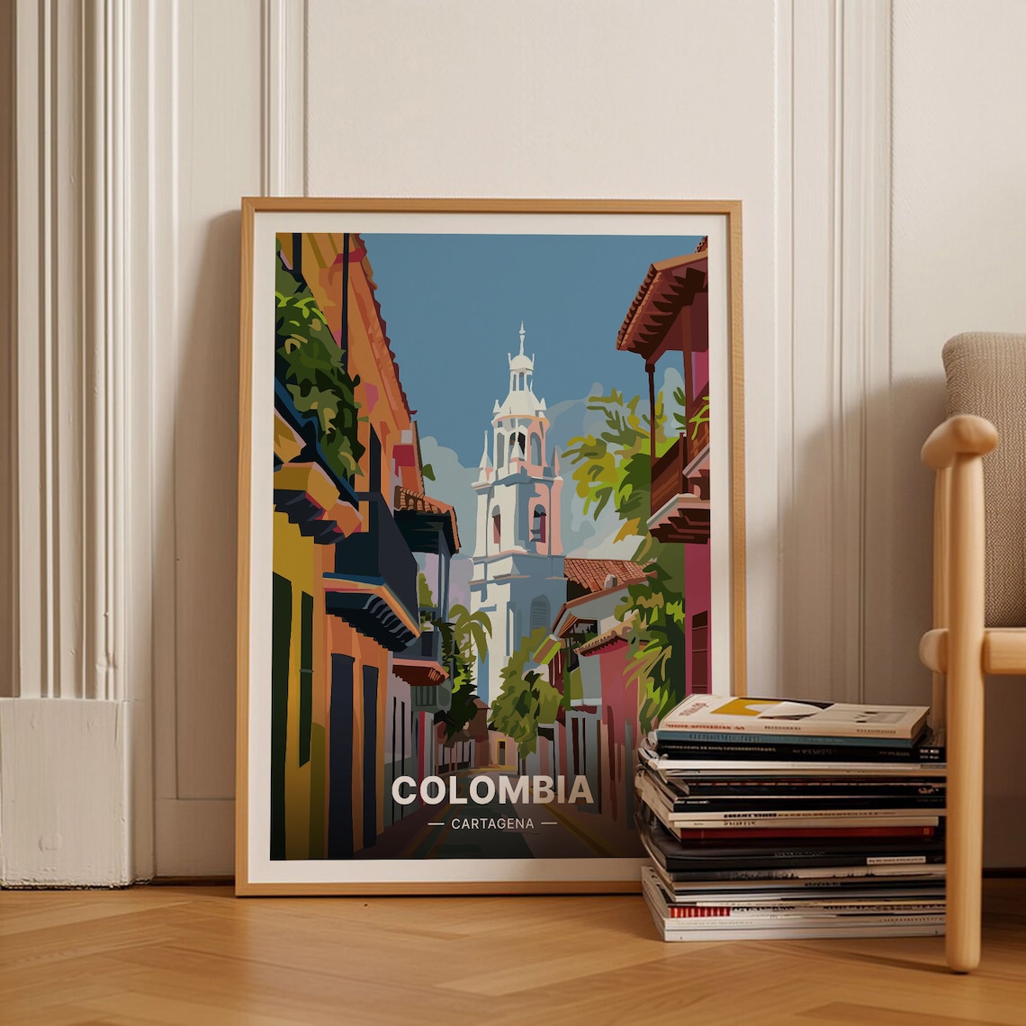 Cartagena Colombia Travel Poster, Cityscape Art Print
