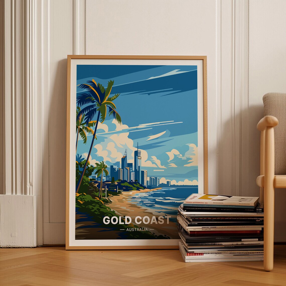 Gold Coast Australia Travel Poster, Coastal Theme