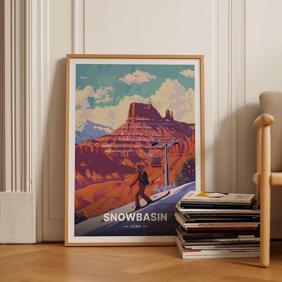 Snowbasin Ski Resort Travel Poster, Utah Ski Area
