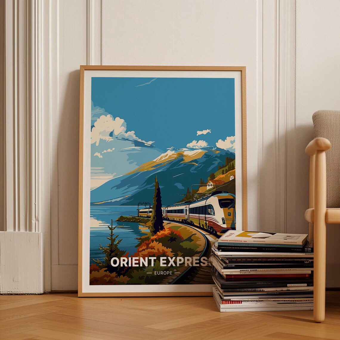 Orient Express Europe Luxury Train Lakeside Mountain Art Poster