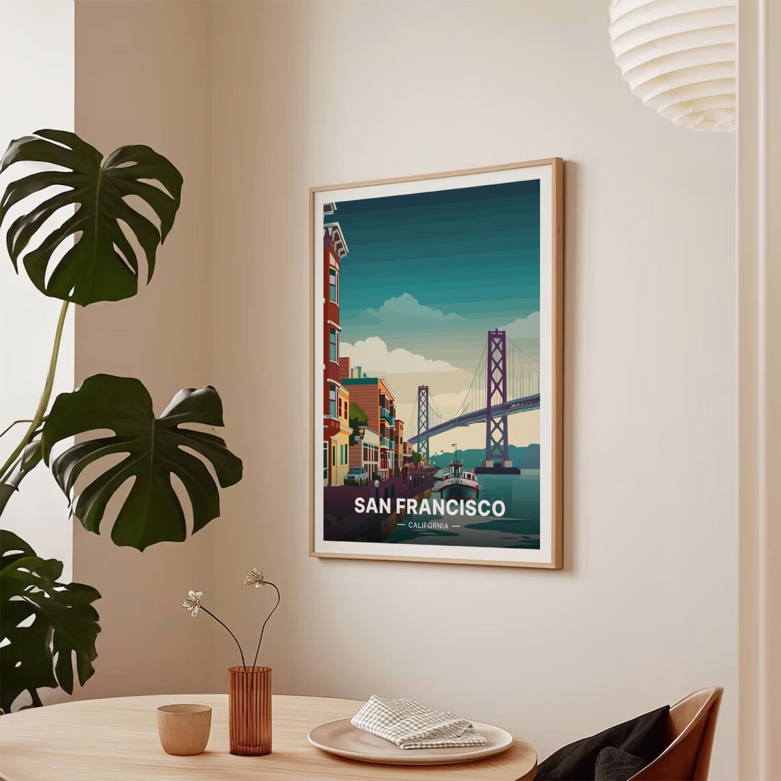 San Francisco California Bay Bridge Street Scene Travel Poster - Image 2