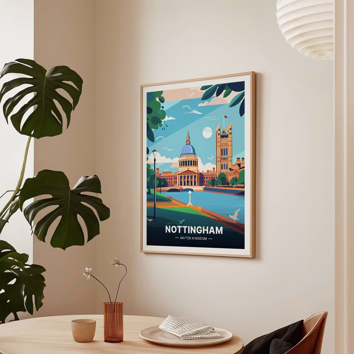 Nottingham United Kingdom Riverside Domed Building Travel Poster - Image 2