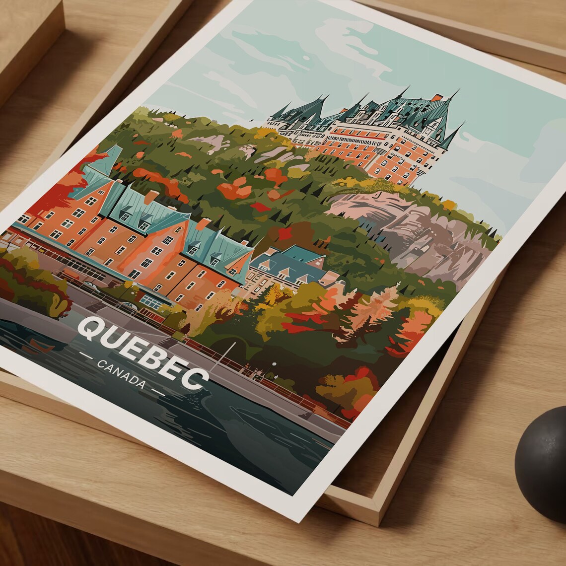 Quebec Canada Chateau Frontenac Autumn Cityscape Travel Poster - Image 3
