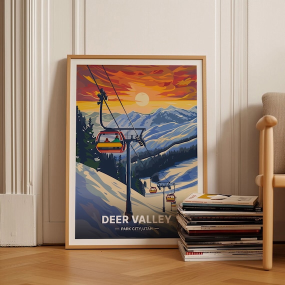 Deer Valley Ski Resort Utah Retro Travel Poster