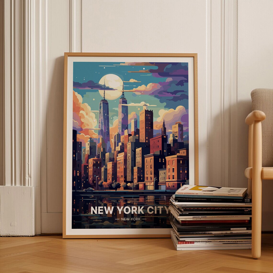 New York City Skyline Poster, Urban Travel Art Print
