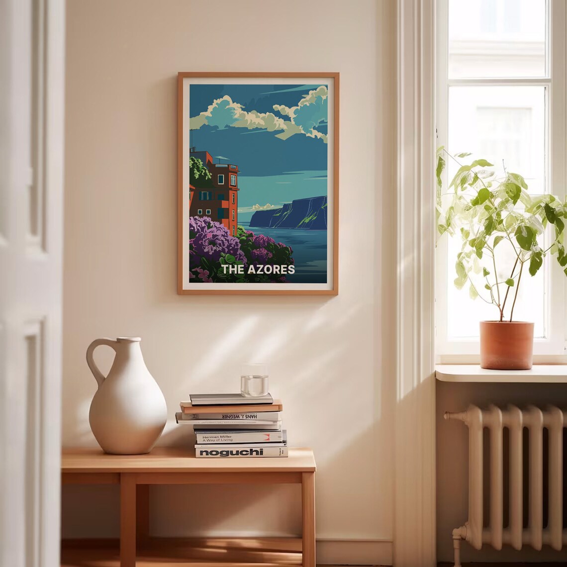 The Azores Portugal Vintage Travel Poster Coastal Cliffs Flower Art - Image 4