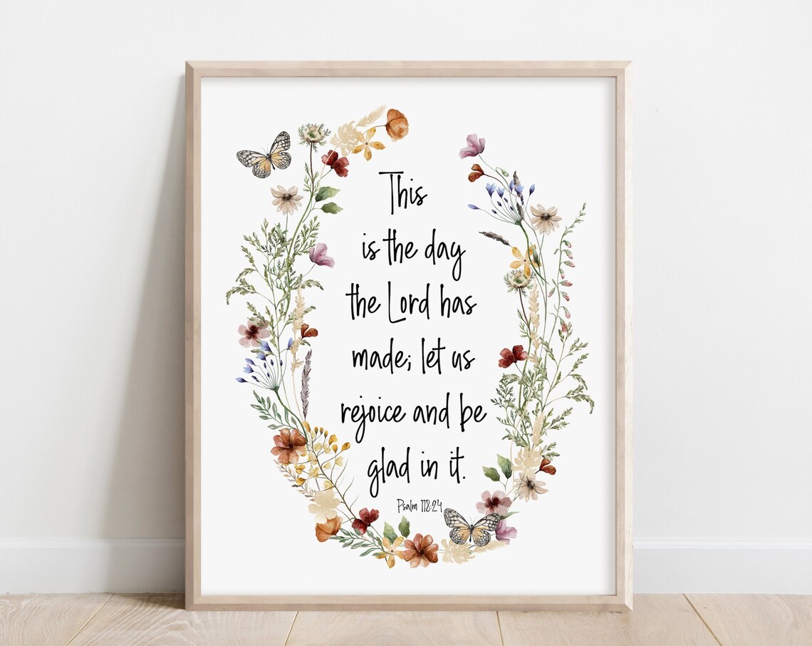 Psalm 118 24 This Is The Day Lord Made Wildflower Wreath Poster