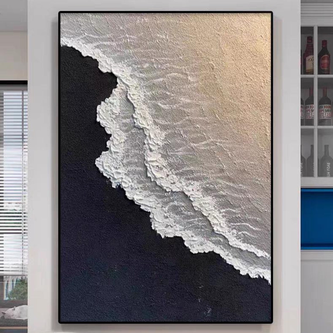 Gold White Ocean Waves On Black Beach Aerial Seascape Art Poster