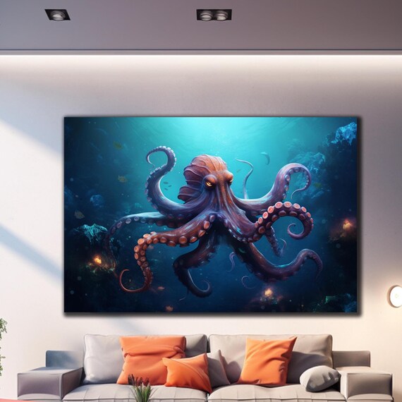Magical Octopus Glass Art Octopus Wall Art Tempered Glass Wall Art Glass Printing Large Wall Art Octopus Wall Decor Art Wall Hangings